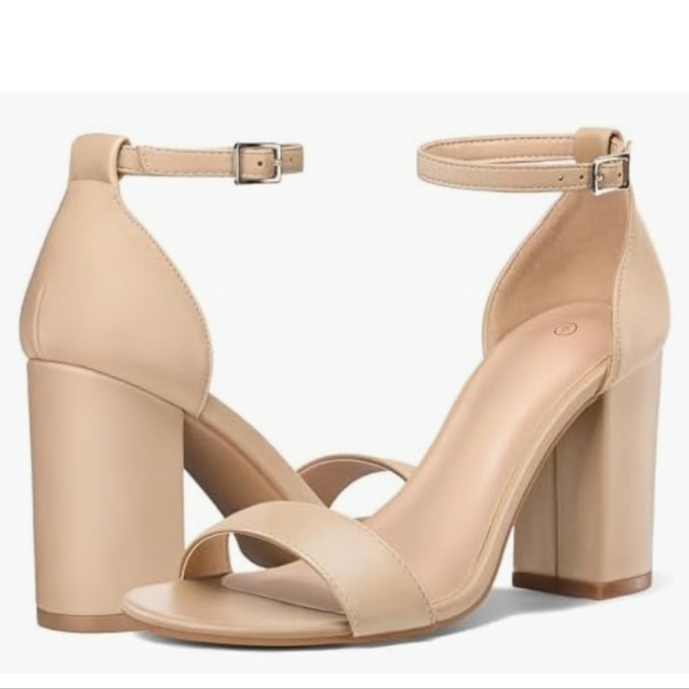 Elegant Tan Block Heel Sandals